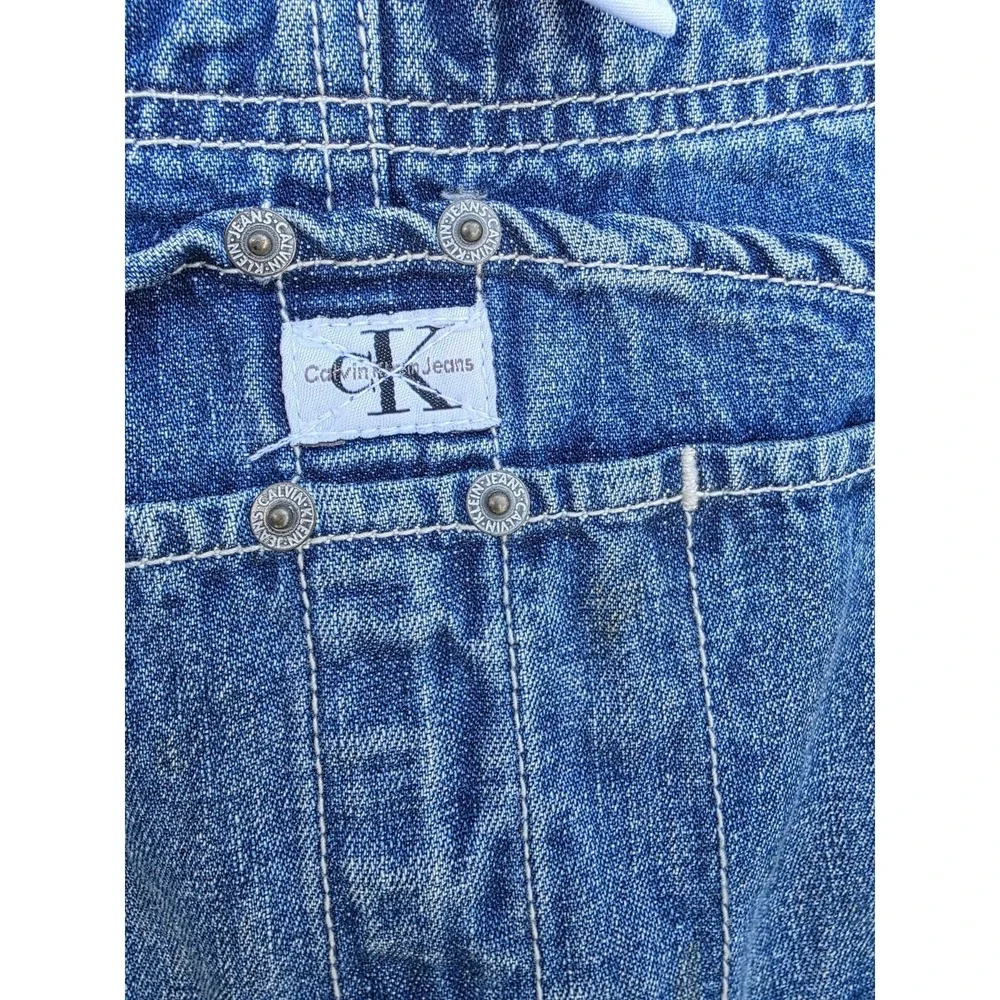 Vintage Calvin Klein Bib Overalls Mens Large Medium Wash Denim 90s Y2K